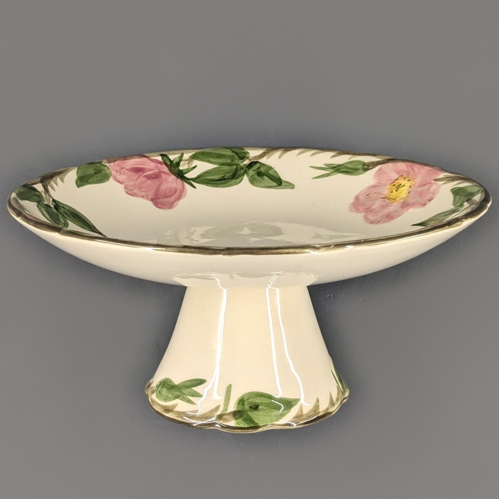 Franciscan Desert Rose Pedestal Cake Stand Compote Bowl Ceramic 8 Inch